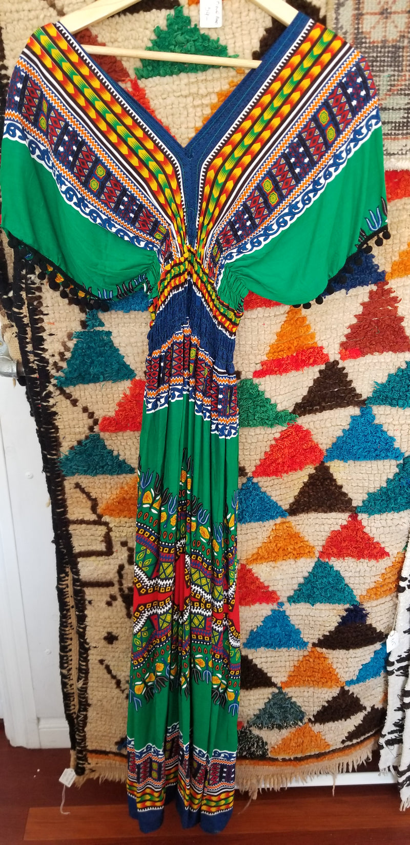 Dress Womens tribal cover up green
