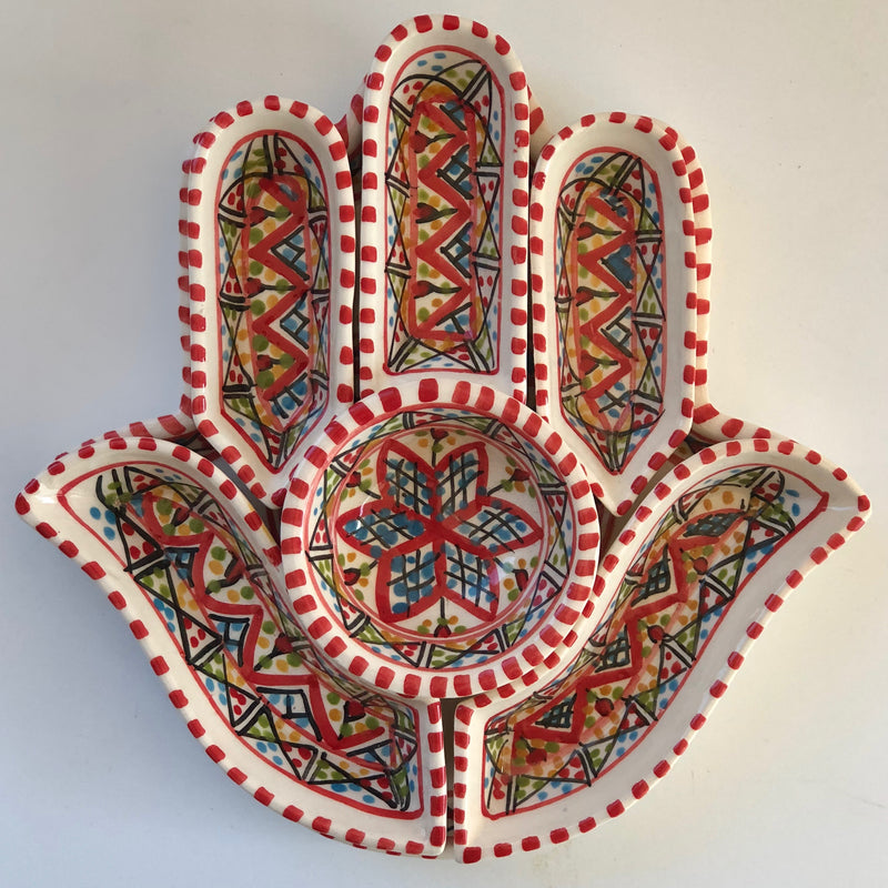 Hamsa Tunisian Ceramic Red w/accents