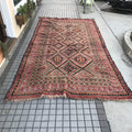 Rug Tunisian tribal textured red 7x14 ft.